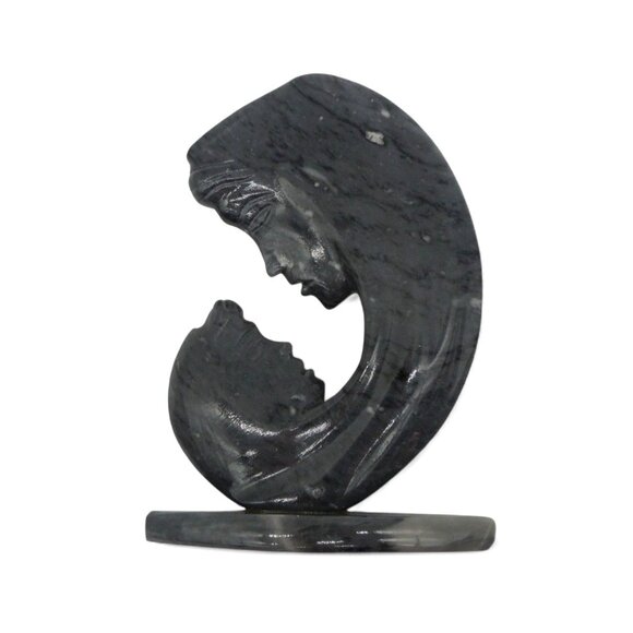 MADONNA and CHILD SCULPTURE Carved Gray Stone Figurine 5.1" - Picture 4 of 12